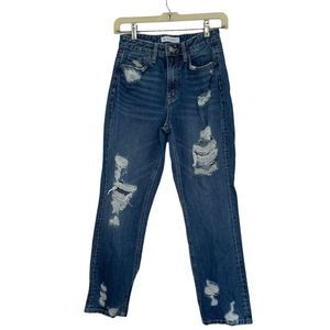 Flying Monkey High Rise Distressed Blue Jeans